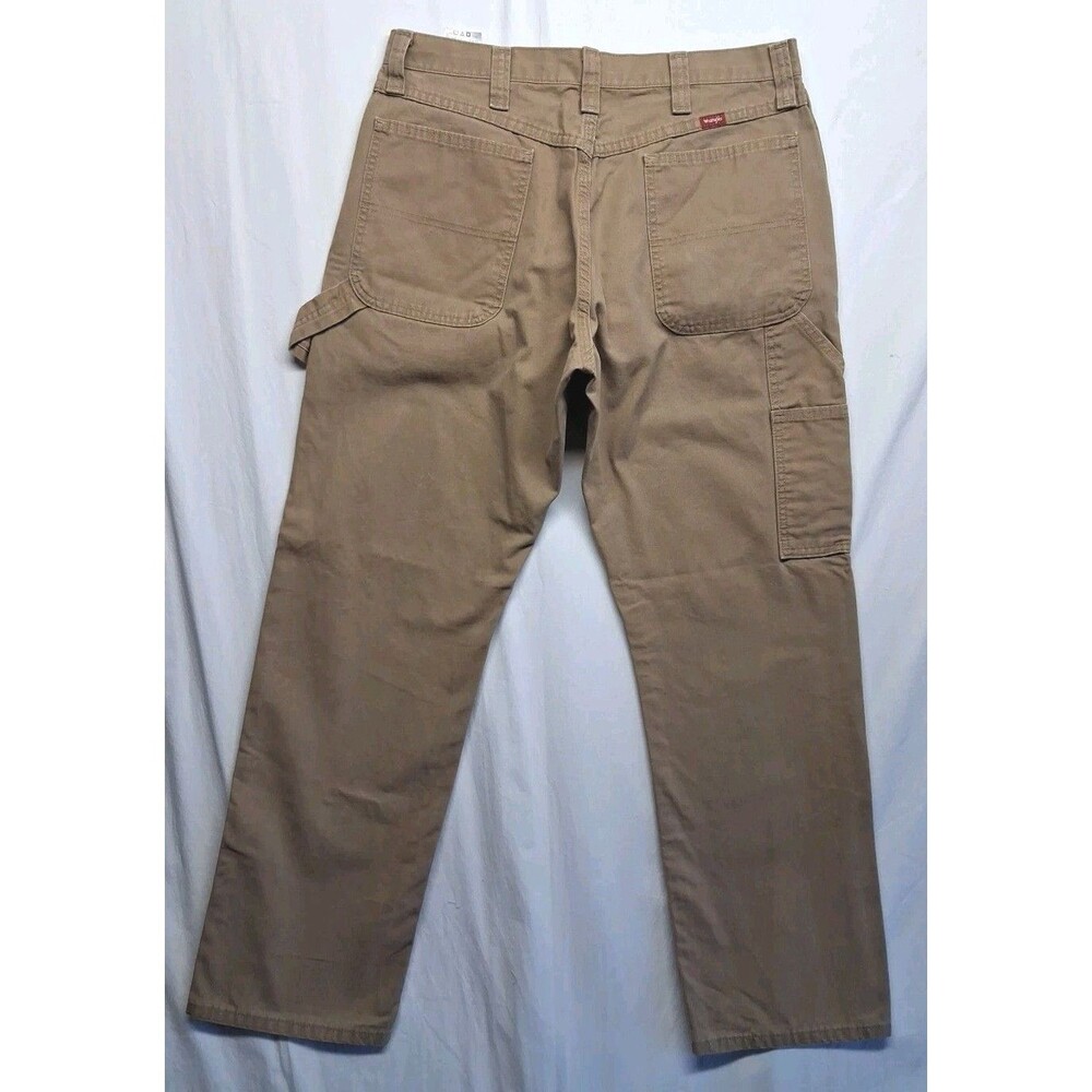 Wrangler Mens Pants Tan Brown 34x32 Cotton Carpenter Canvas Workwear Streetwear - Picture 2 of 6